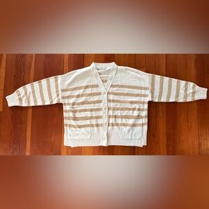 NWOT Madewell Plus Striped Cardigan Sweater 2X - Ivory and Tan